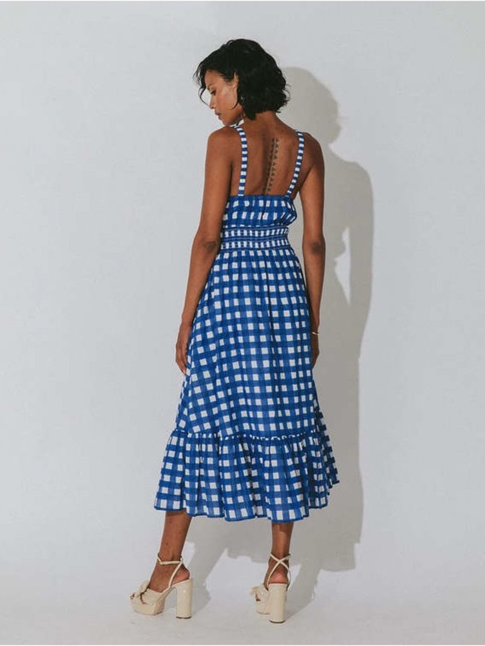 Cleobella Patrice midi dress - Blue Gingham Smocked